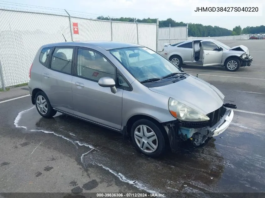 JHMGD38427S040220 2007 Honda Fit