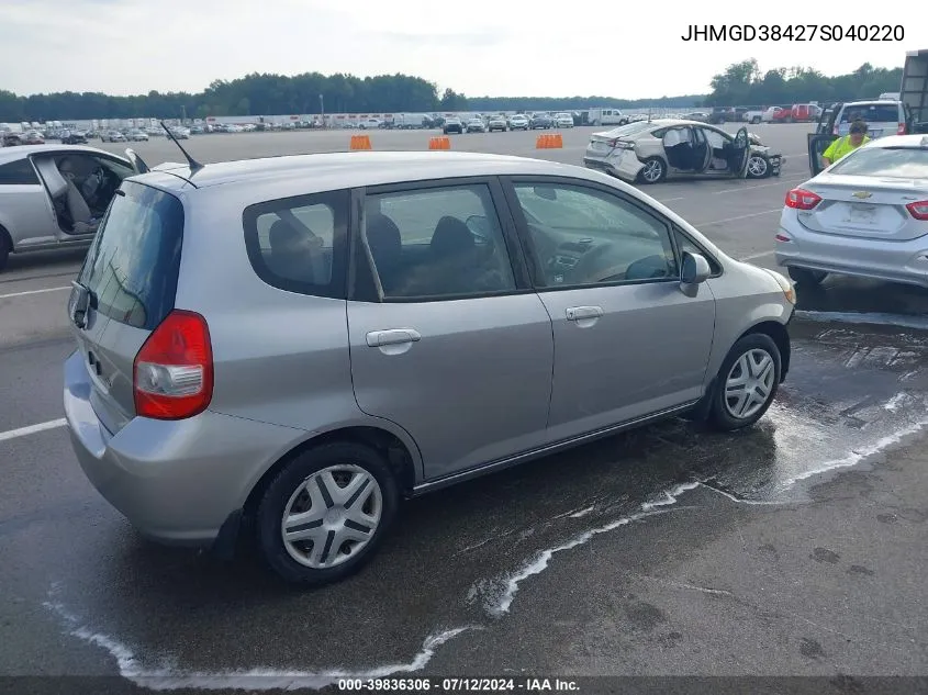 JHMGD38427S040220 2007 Honda Fit