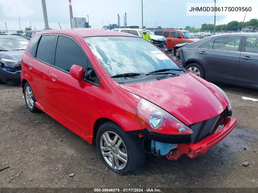 2007 Honda Fit Sport VIN: JHMGD38617S009560 Lot: 39846078