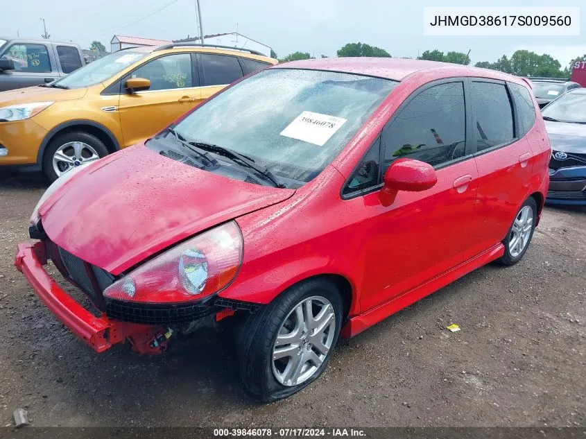 2007 Honda Fit Sport VIN: JHMGD38617S009560 Lot: 39846078