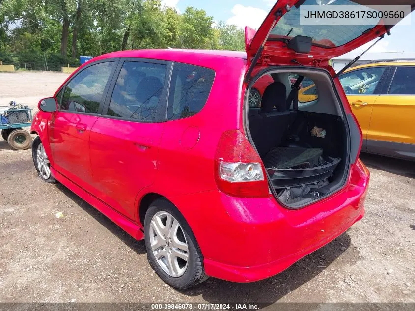 2007 Honda Fit Sport VIN: JHMGD38617S009560 Lot: 39846078