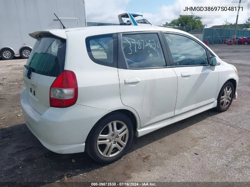 2007 Honda Fit Sport VIN: JHMGD38697S048171 Lot: 39872530