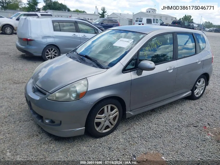 2007 Honda Fit Sport VIN: JHMGD38617S046771 Lot: 39911686