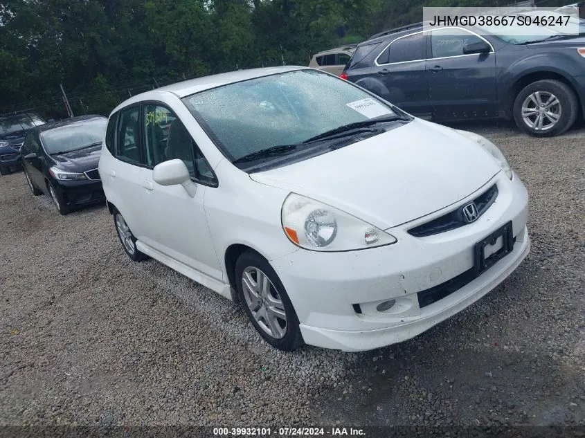 2007 Honda Fit Sport VIN: JHMGD38667S046247 Lot: 39932101