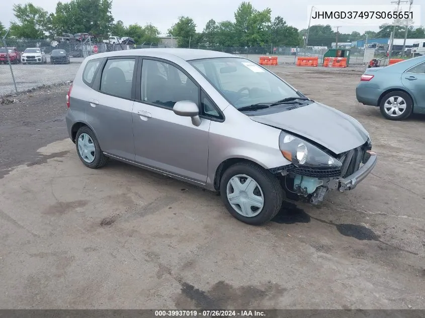 2007 Honda Fit VIN: JHMGD37497S065651 Lot: 39937019