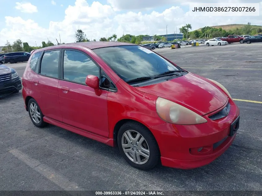 2007 Honda Fit Sport VIN: JHMGD38627S007266 Lot: 39953336