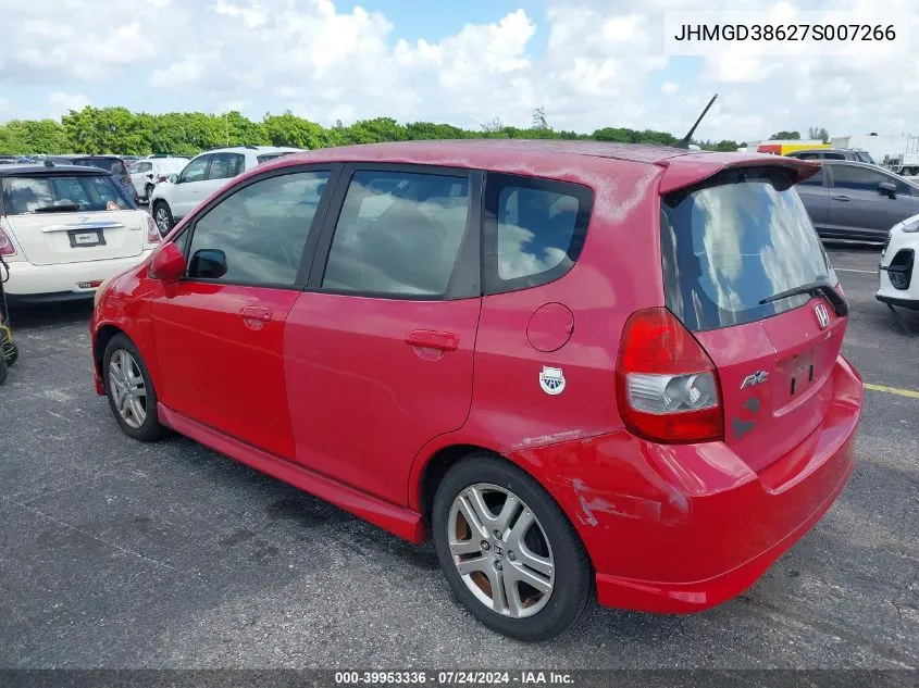 2007 Honda Fit Sport VIN: JHMGD38627S007266 Lot: 39953336