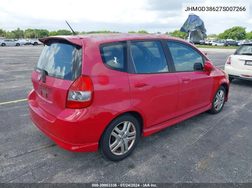 2007 Honda Fit Sport VIN: JHMGD38627S007266 Lot: 39953336