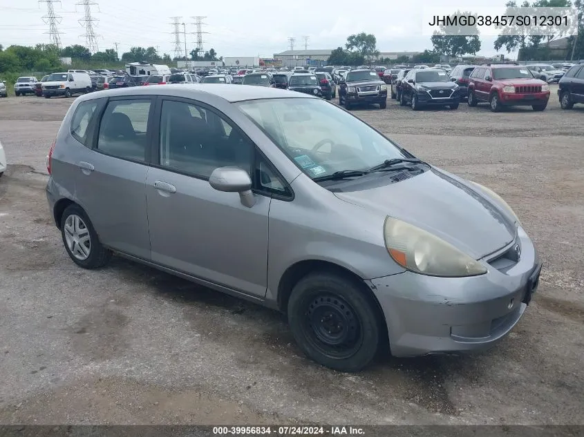 2007 Honda Fit VIN: JHMGD38457S012301 Lot: 39956834