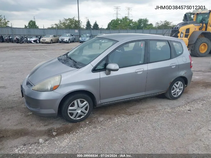 2007 Honda Fit VIN: JHMGD38457S012301 Lot: 39956834