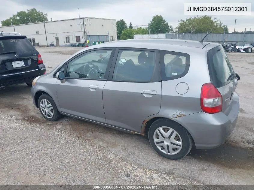 2007 Honda Fit VIN: JHMGD38457S012301 Lot: 39956834