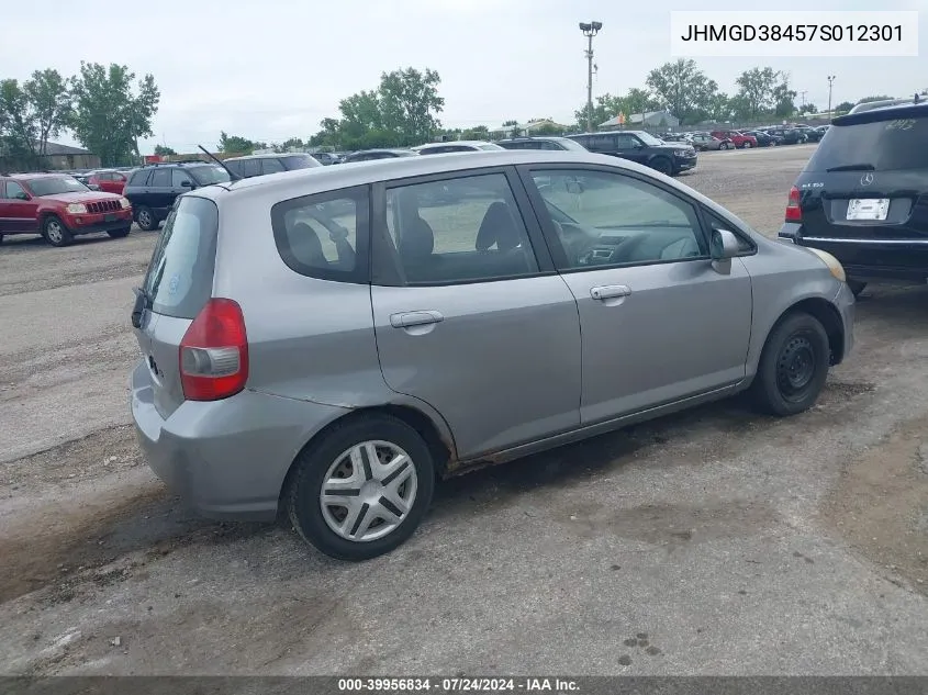 2007 Honda Fit VIN: JHMGD38457S012301 Lot: 39956834