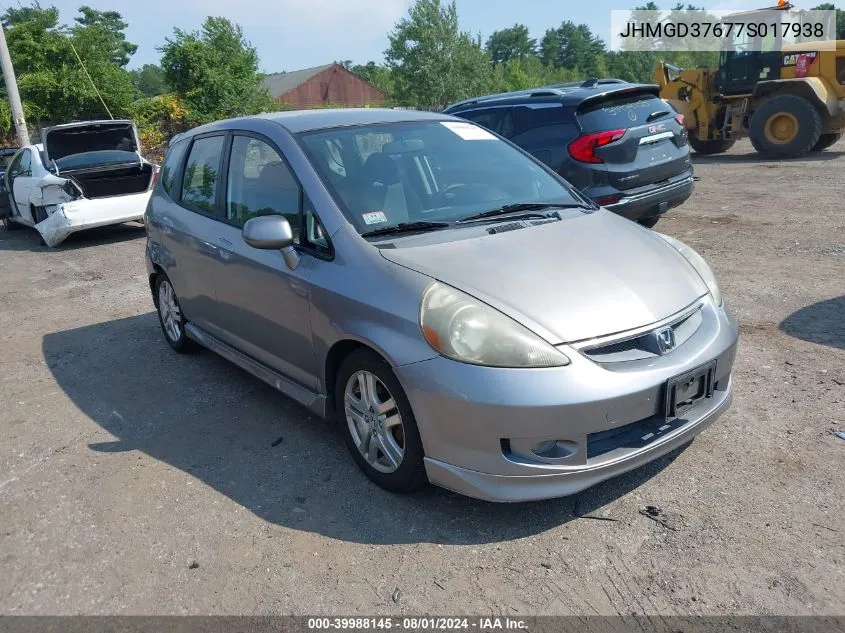 2007 Honda Fit Sport VIN: JHMGD37677S017938 Lot: 39988145