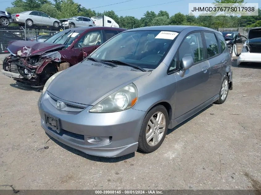 2007 Honda Fit Sport VIN: JHMGD37677S017938 Lot: 39988145