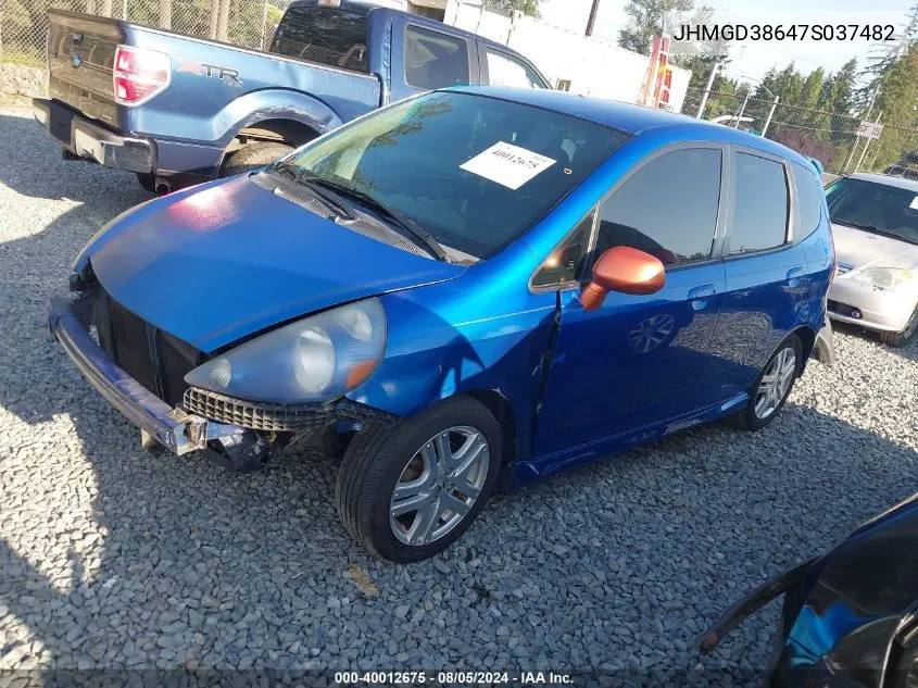 2007 Honda Fit Sport VIN: JHMGD38647S037482 Lot: 40012675