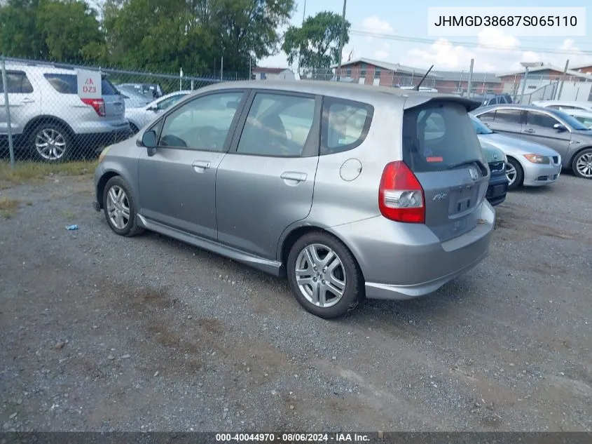 JHMGD38687S065110 2007 Honda Fit Sport