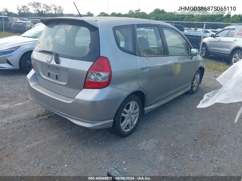 JHMGD38687S065110 2007 Honda Fit Sport