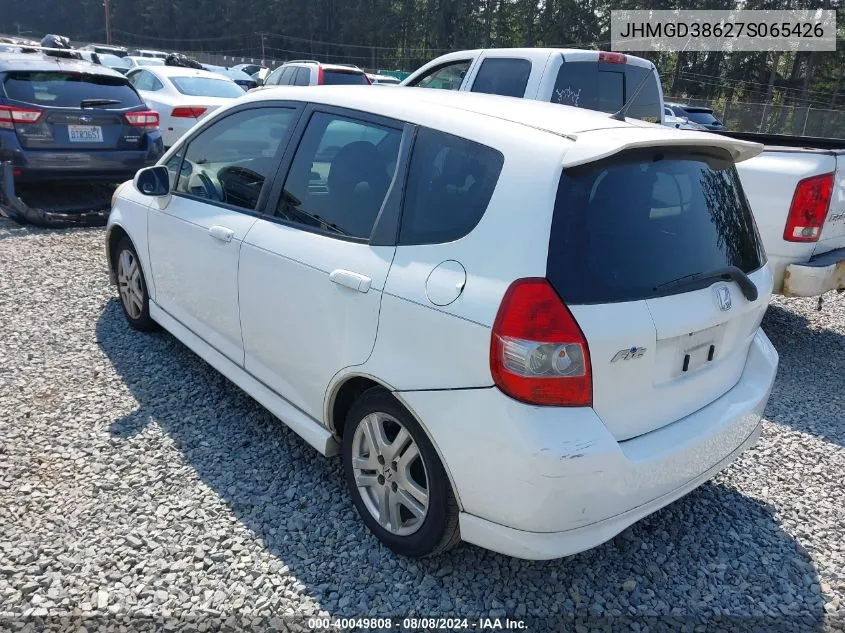 2007 Honda Fit Sport VIN: JHMGD38627S065426 Lot: 40049808