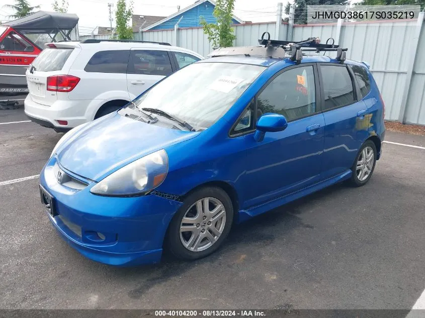 2007 Honda Fit Sport VIN: JHMGD38617S035219 Lot: 40104200