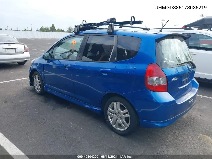 JHMGD38617S035219 2007 Honda Fit Sport