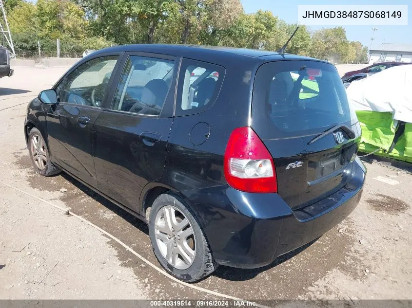 2007 Honda Fit VIN: JHMGD38487S068149 Lot: 40319514