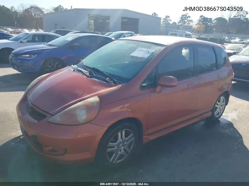 JHMGD38667S043509 2007 Honda Fit Sport
