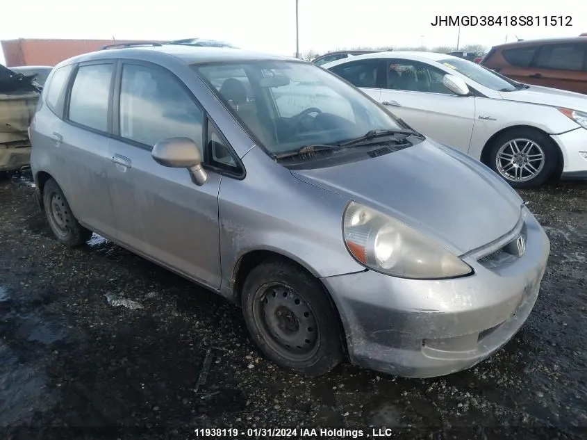 2008 Honda Fit VIN: JHMGD38418S811512 Lot: 11938119