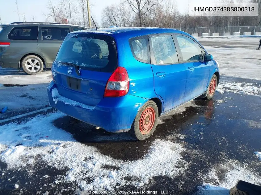 JHMGD37438S800318 2008 Honda Fit Dx/Lx