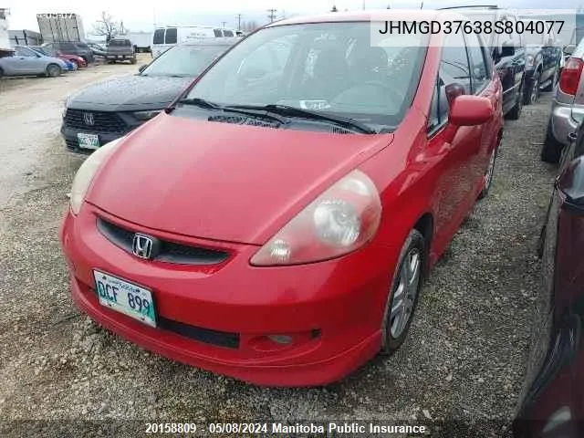 2008 Honda Fit Sport VIN: JHMGD37638S804077 Lot: 20158809