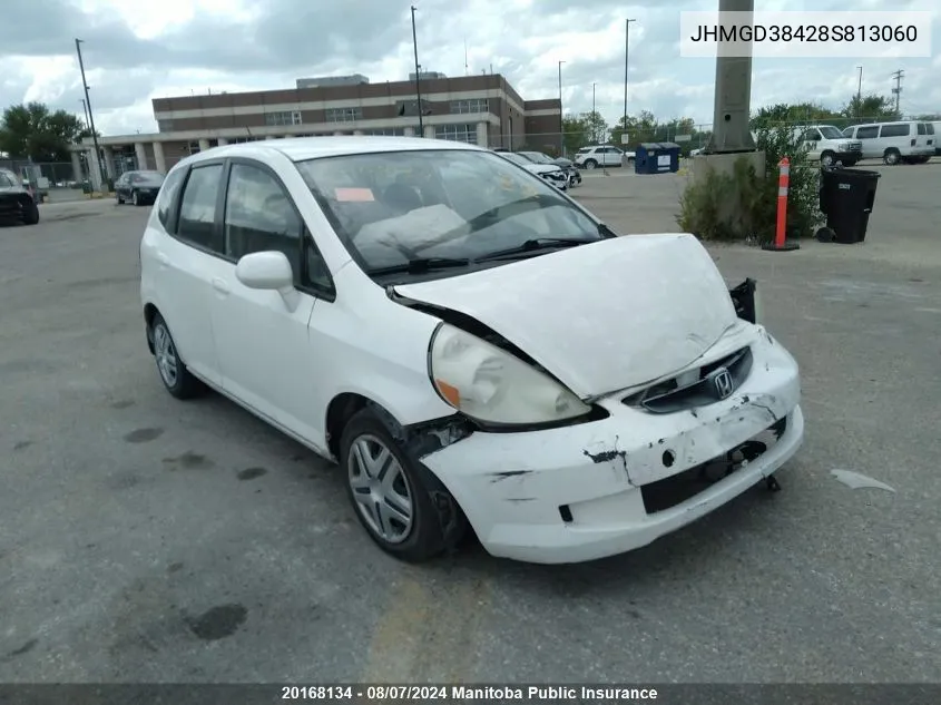 2008 Honda Fit Lx VIN: JHMGD38428S813060 Lot: 20168134