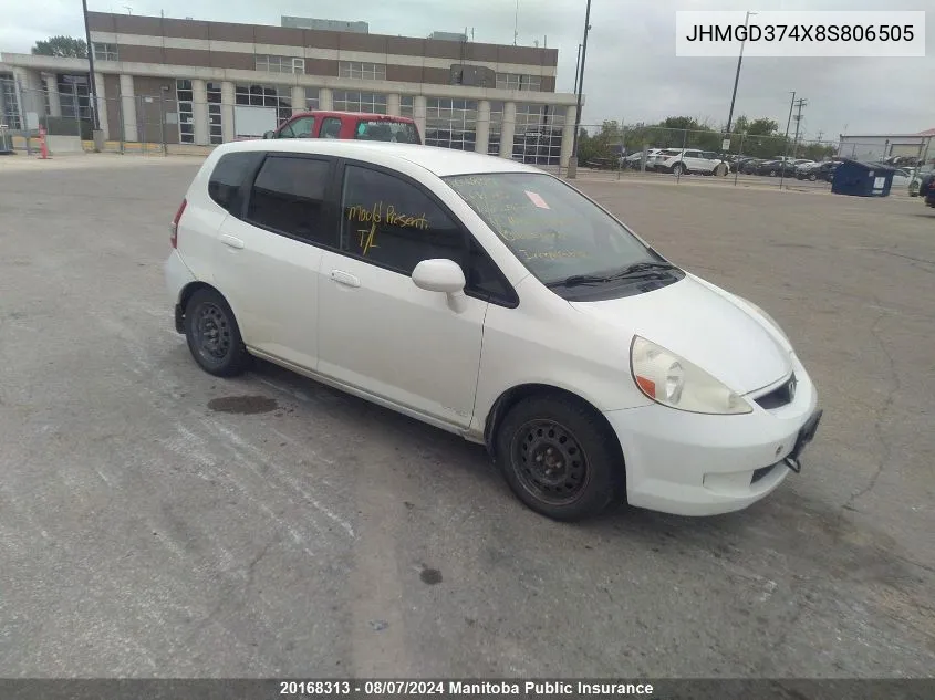 JHMGD374X8S806505 2008 Honda Fit Lx