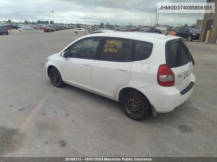 JHMGD374X8S806505 2008 Honda Fit Lx