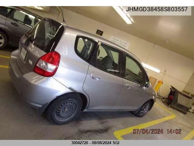 2008 Honda Fit VIN: JHMGD38458S803557 Lot: 30042726