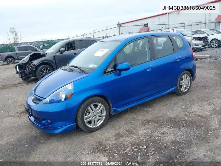 2008 Honda Fit Sport VIN: JHMGD38618S049025 Lot: 39377772