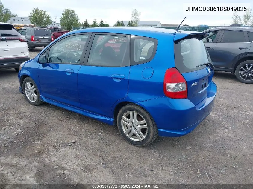 2008 Honda Fit Sport VIN: JHMGD38618S049025 Lot: 39377772