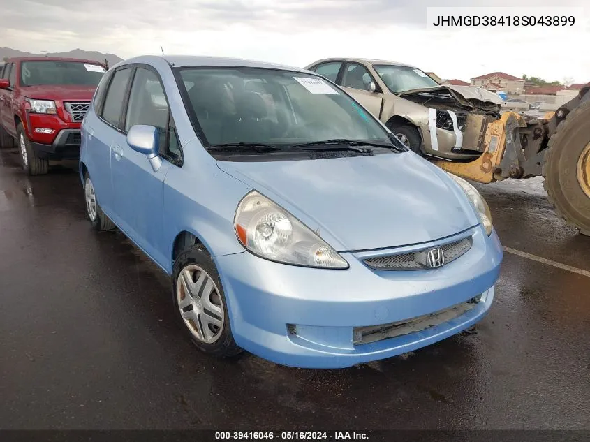 2008 Honda Fit VIN: JHMGD38418S043899 Lot: 39416046