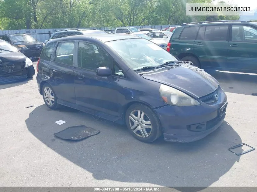 2008 Honda Fit Sport VIN: JHMGD38618S038333 Lot: 39419788