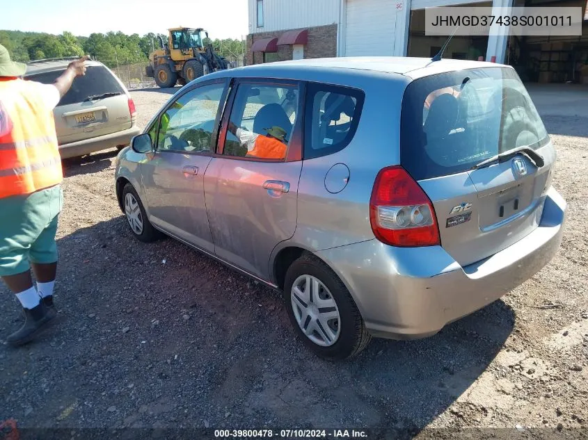 2008 Honda Fit VIN: JHMGD37438S001011 Lot: 39800478