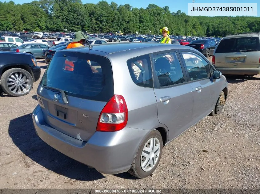 2008 Honda Fit VIN: JHMGD37438S001011 Lot: 39800478