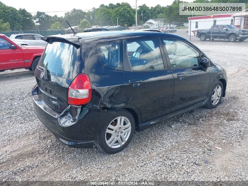 2008 Honda Fit Sport VIN: JHMGD38648S007898 Lot: 39840741