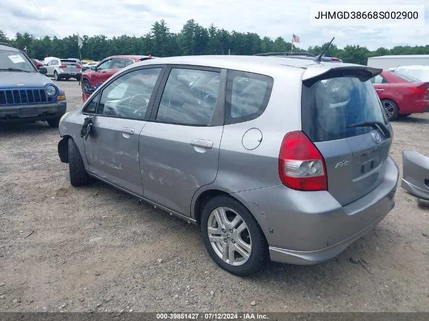 2008 Honda Fit Sport VIN: JHMGD38668S002900 Lot: 39851427