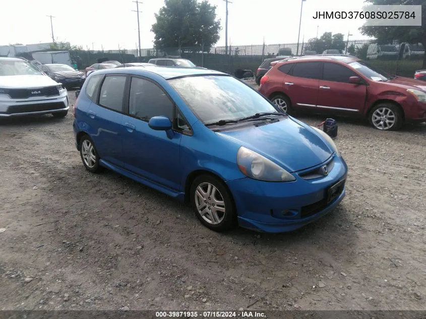 2008 Honda Fit Sport VIN: JHMGD37608S025784 Lot: 39871935