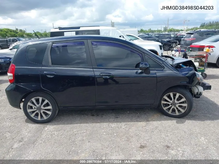 2008 Honda Fit VIN: JHMGD38498S044203 Lot: 39879384