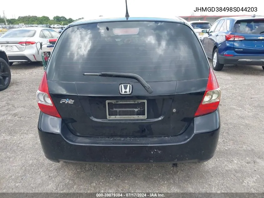 2008 Honda Fit VIN: JHMGD38498S044203 Lot: 39879384