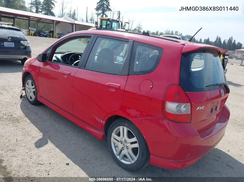 2008 Honda Fit Sport VIN: JHMGD386X8S011440 Lot: 39896850