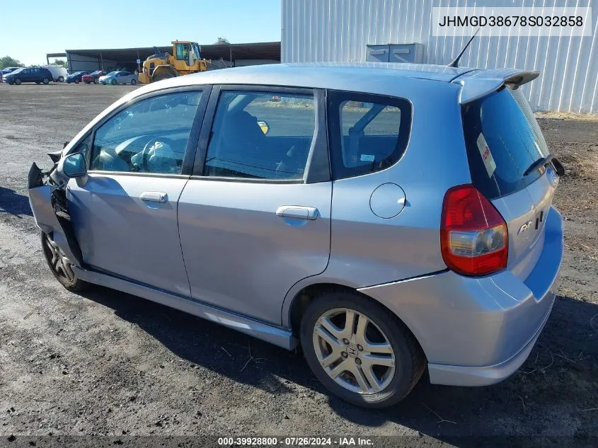 2008 Honda Fit Sport VIN: JHMGD38678S032858 Lot: 39928800