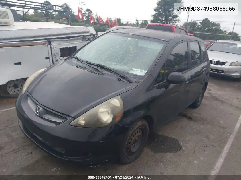 2008 Honda Fit VIN: JHMGD37498S068955 Lot: 39942451