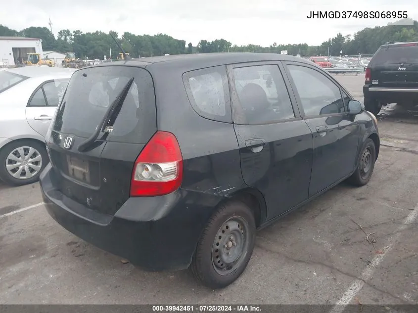 2008 Honda Fit VIN: JHMGD37498S068955 Lot: 39942451