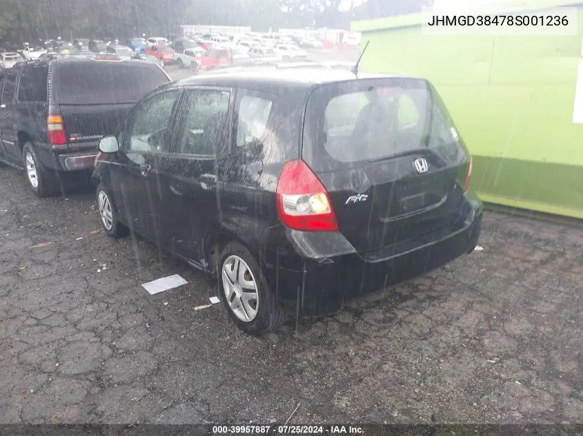 2008 Honda Fit VIN: JHMGD38478S001236 Lot: 39957887