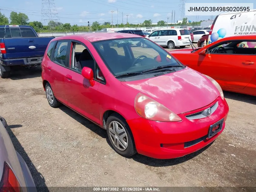 2008 Honda Fit VIN: JHMGD38498S020595 Lot: 39973082